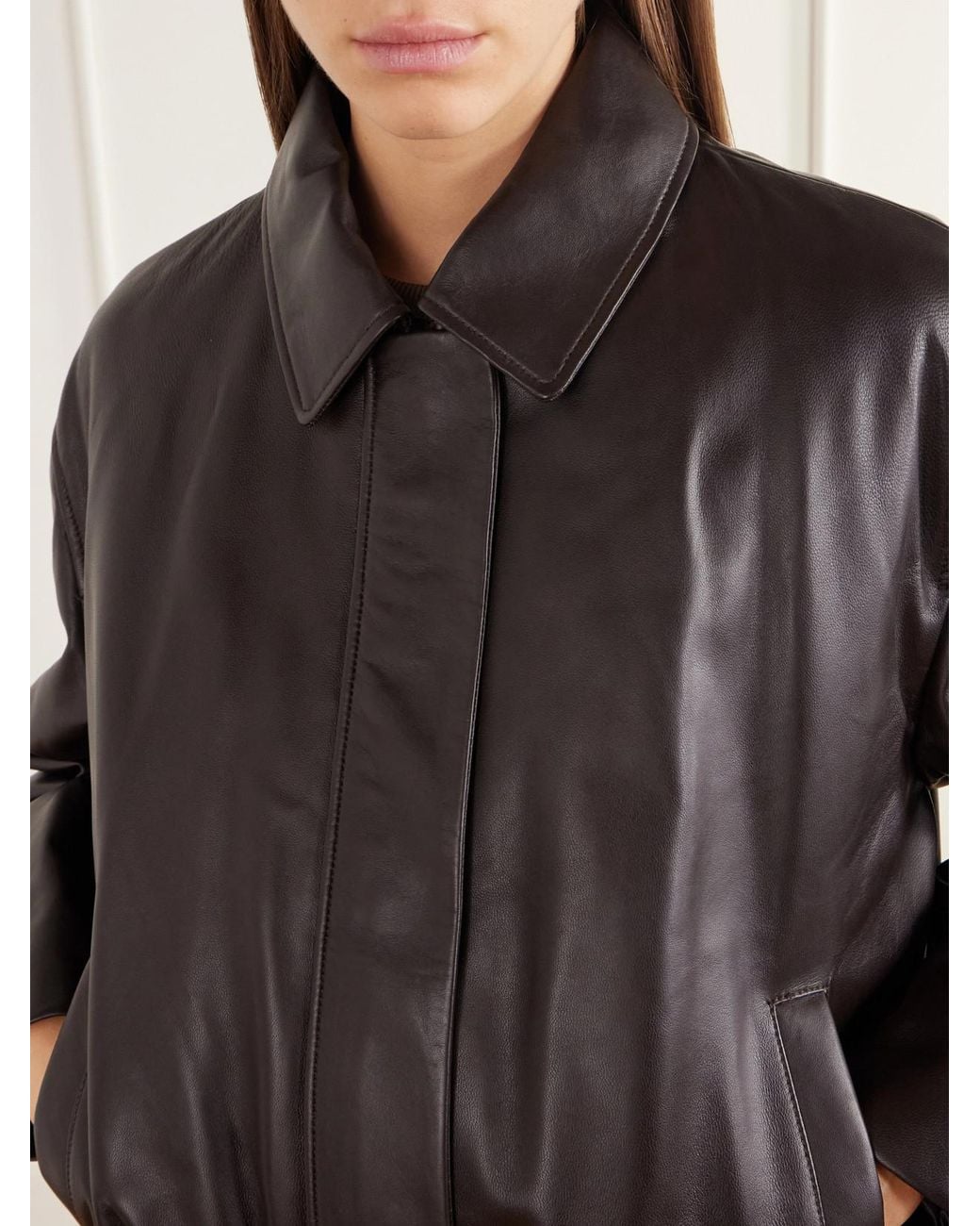 Arma Black Melis Pleated Leather Jacket