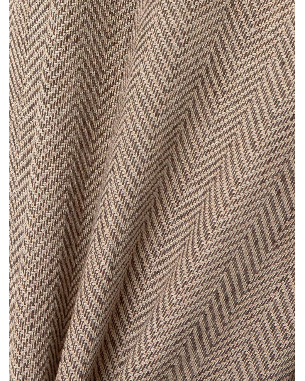Loro Piana White Nyack Pleated Herringbone Linen Wide-Leg Pants