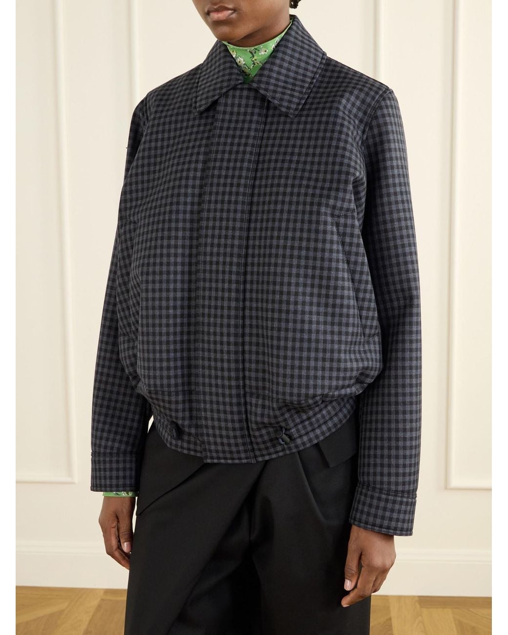 Loewe Blue Checked Wool-Blend Jacket