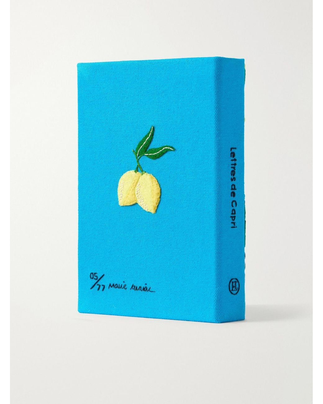 Olympia Le-Tan Blue Lettres De Capri Embroidered Canvas Clutch