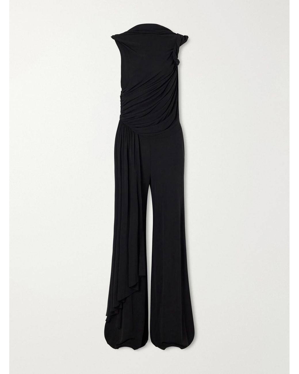Lanvin Black Draped Crepe Jumpsuit