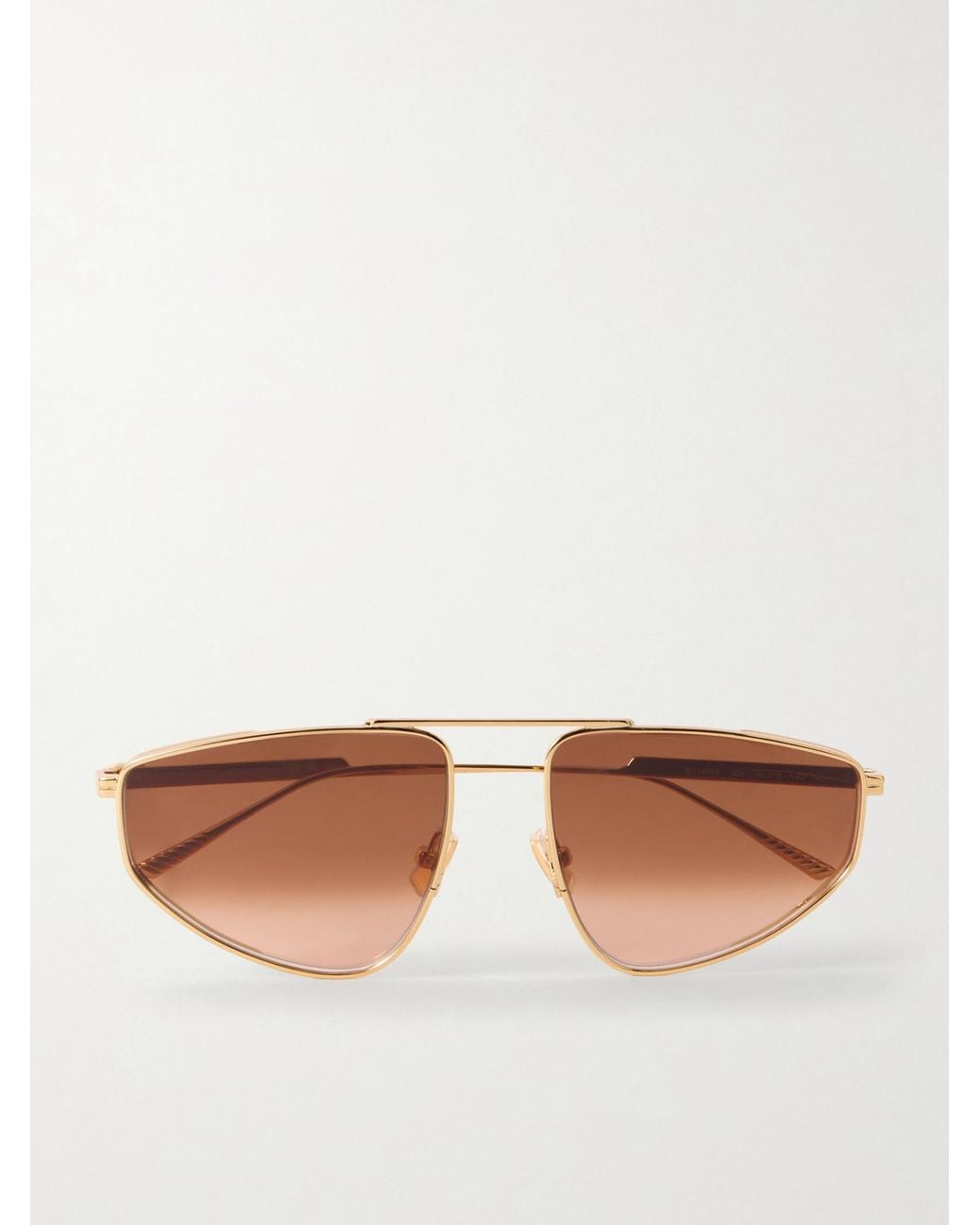 Bottega Veneta Brown Ribbon Aviator-Style-Tone Sunglasses