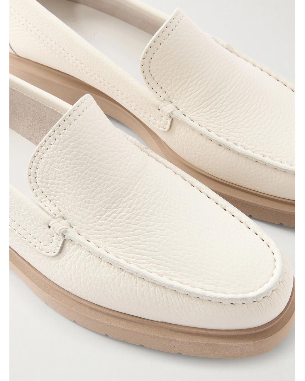 Brunello Cucinelli Natural Textured-Leather Loafers