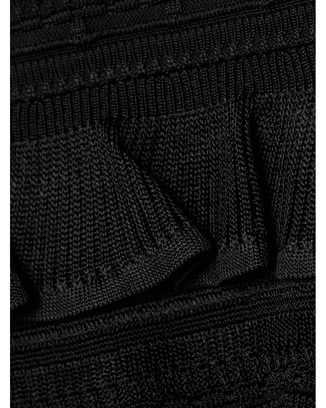 Zimmermann Black Luna Ruffled Tiered Ribbed-Knit Top