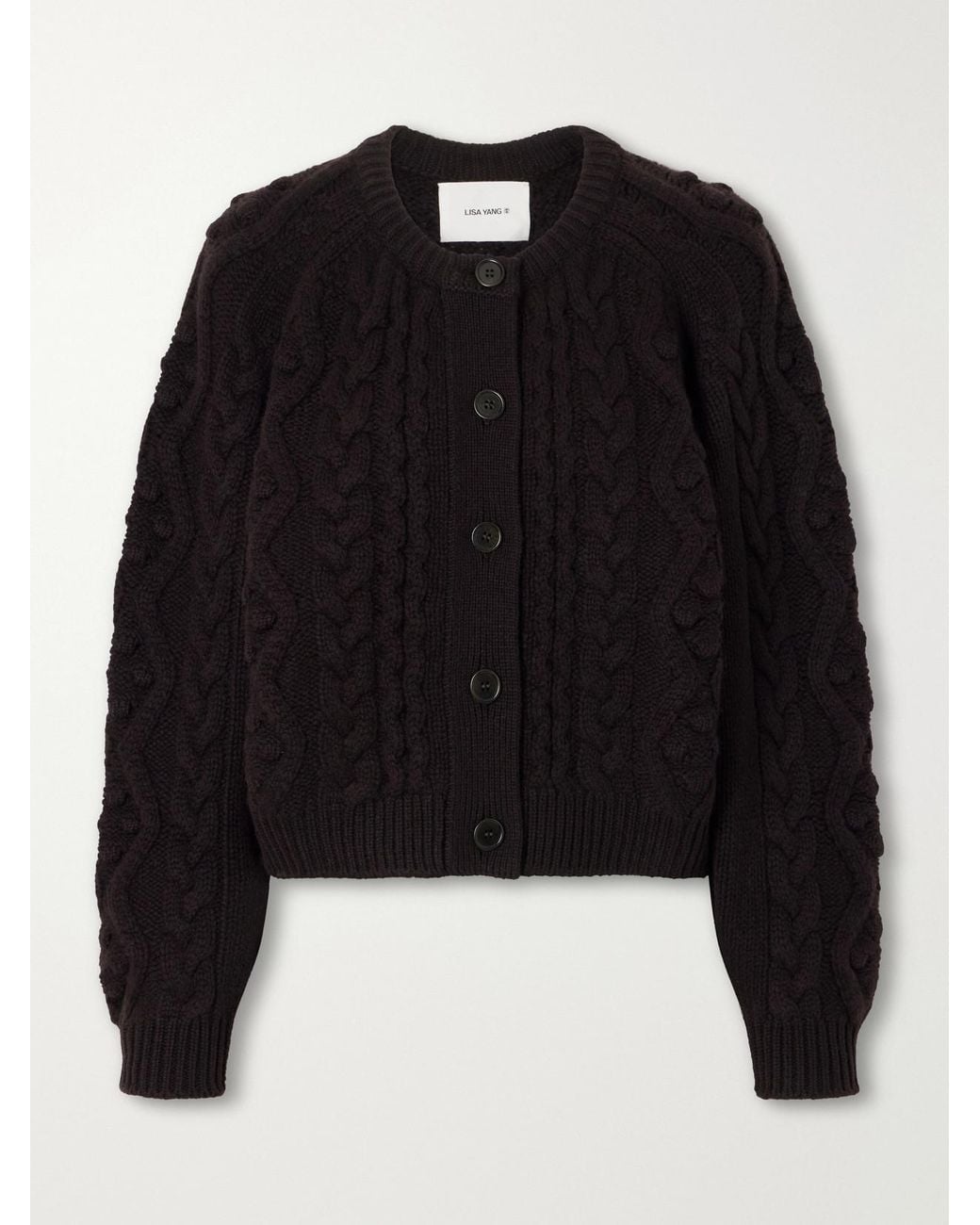 Lisa Yang Black Winroe Cable-Knit Cashmere Cardigan