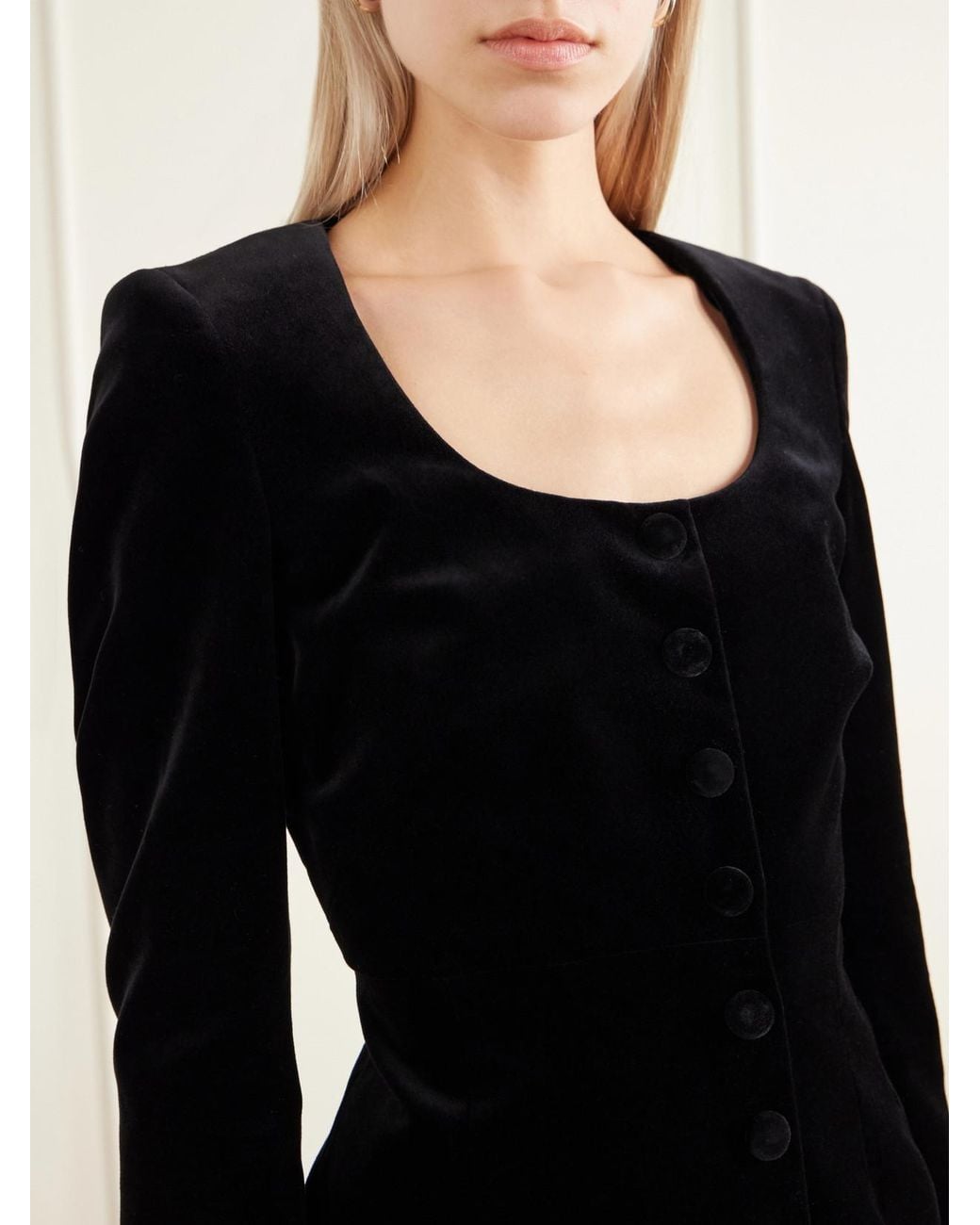LIBEROWE Black Amber Darted Cotton-Velvet Blouse
