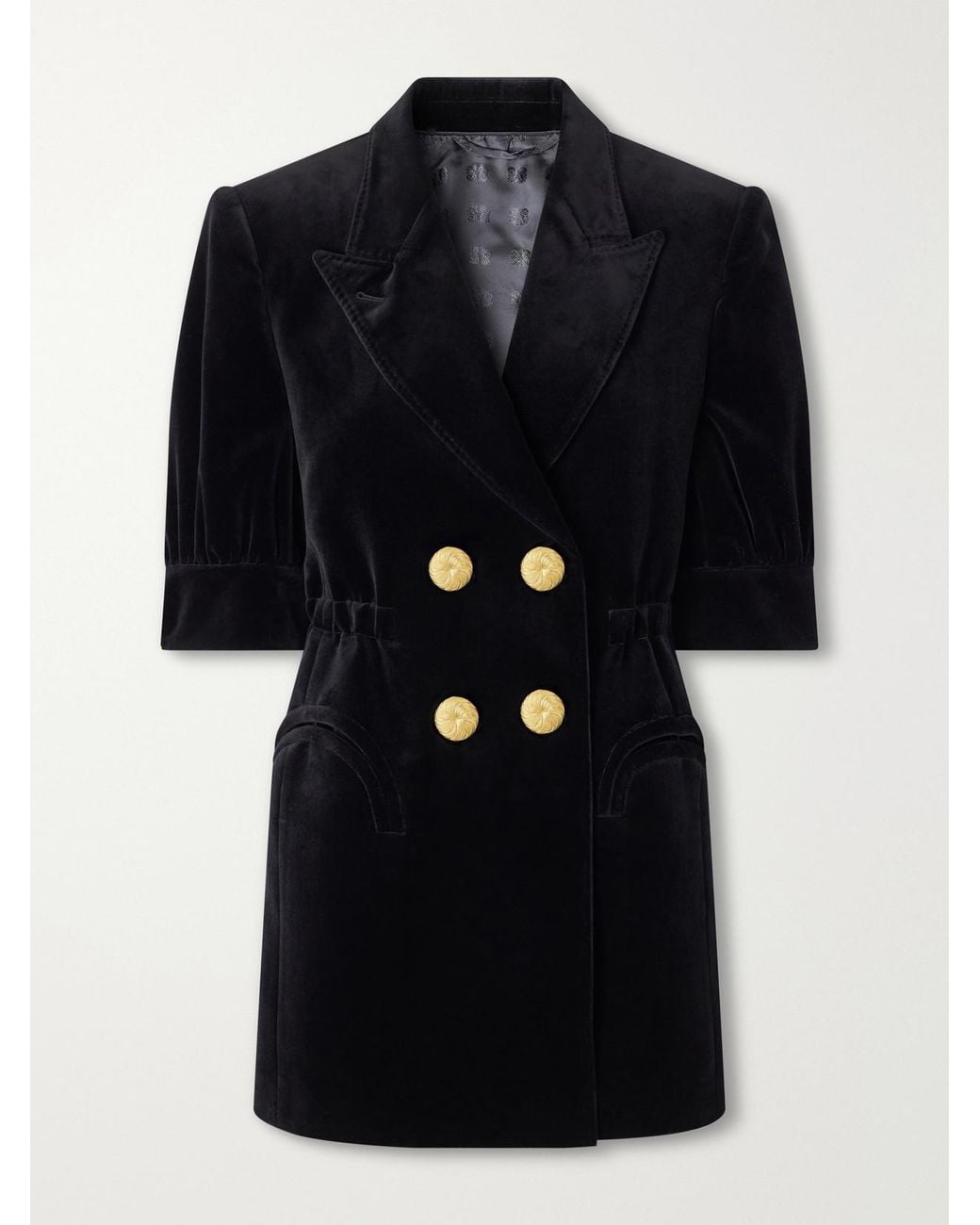 Blazé Milano Black Anyway Embellished Cotton-Velvet Mini Dress