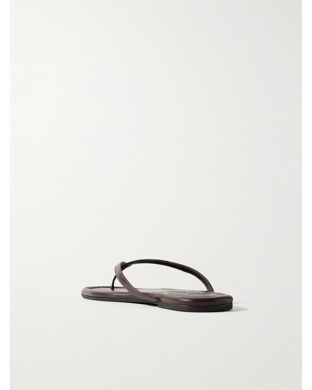 Staud Brown Freja Leather Flip Flops