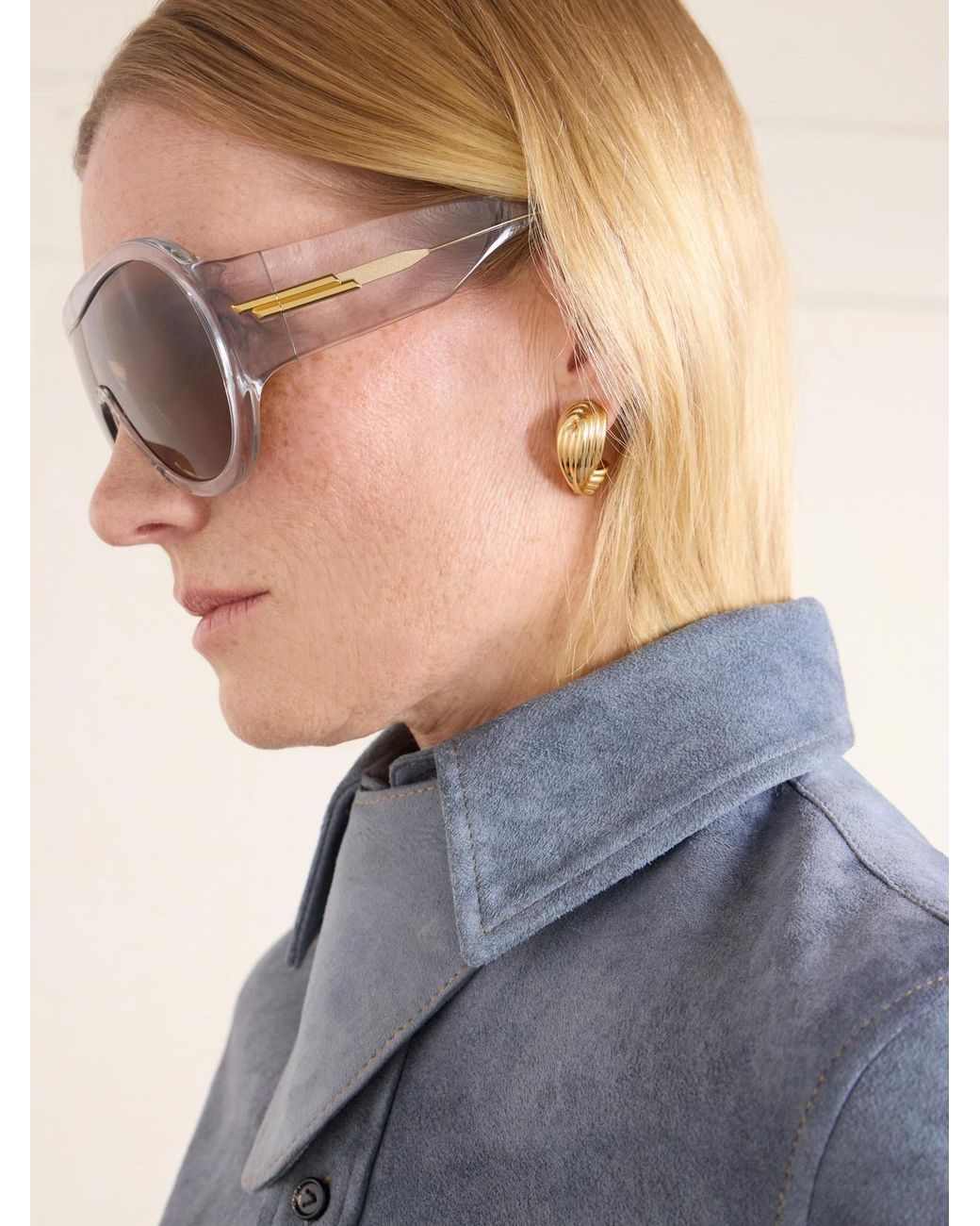 Bottega Veneta Natural Shield Aviator-Style Sunglasses