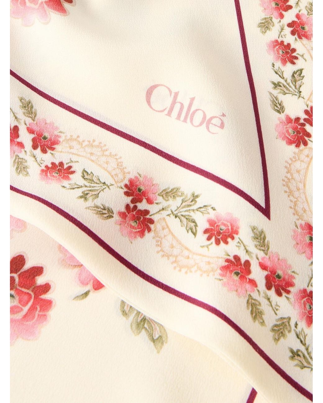 Chloé Pink Printed Silk-Crepe Scarf
