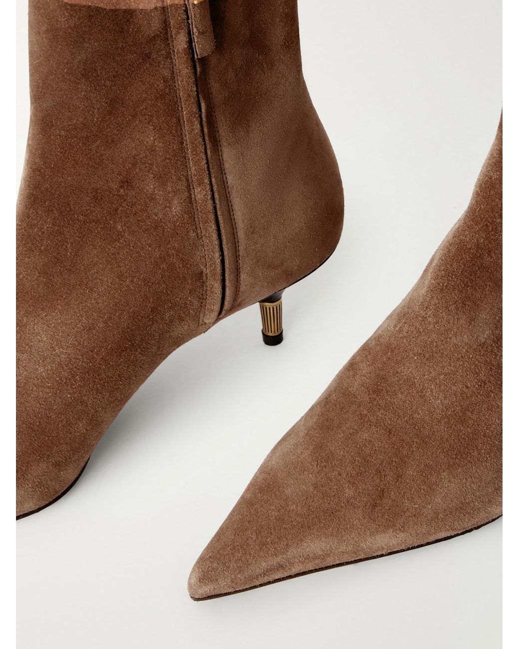 Khaite Brown Bella Suede Ankle Boots