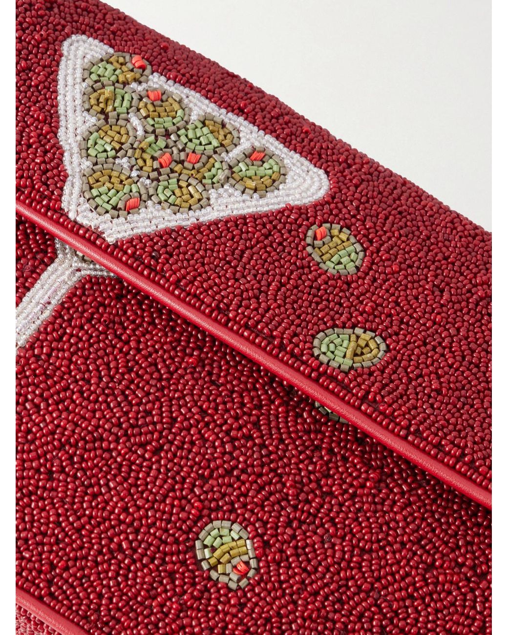 Staud Red Tommy Bead-Embellished Shoulder Bag