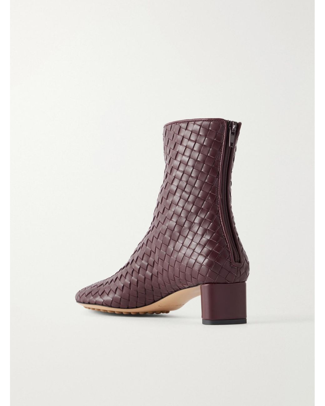 Bottega Veneta Purple Cherry 45 Intrecciato Leather Ankle Boots