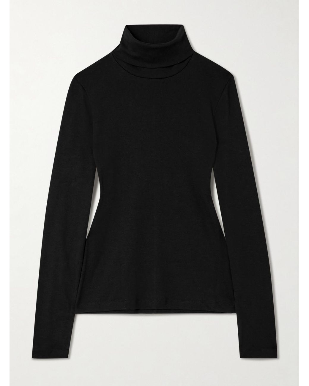 Flore Flore Black Dinah Ribbed Organic Cotton-Jersey Turtleneck Top