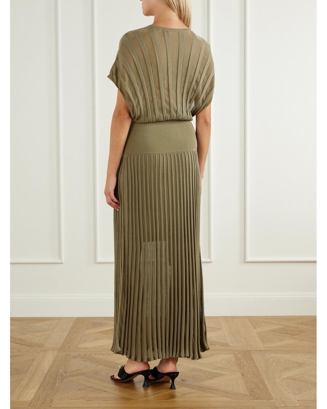 Zimmermann Green Clash Billow Striped Jersey Maxi Dress