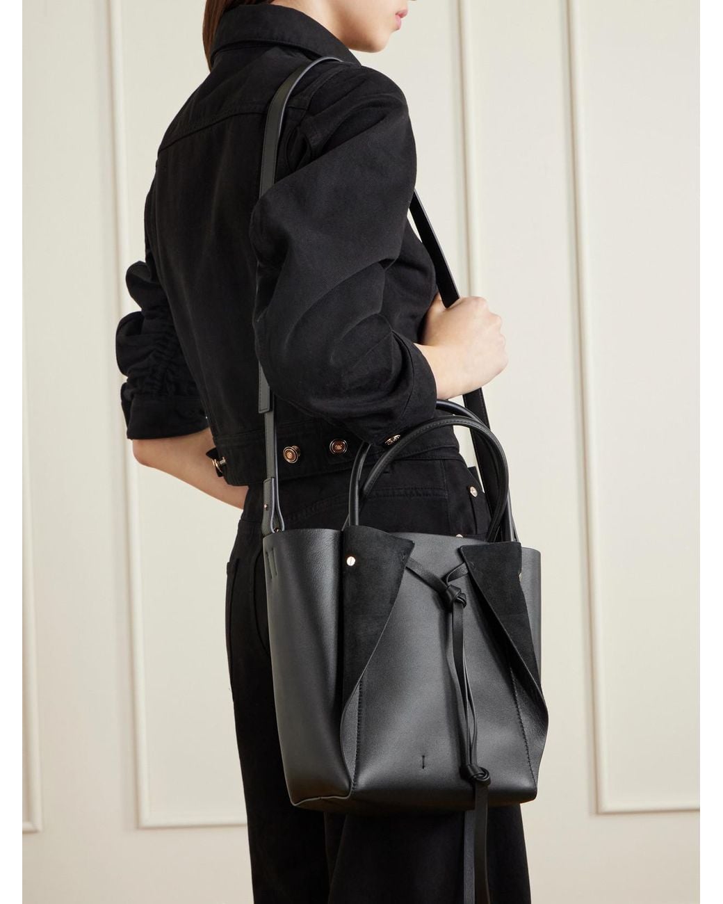 Gabriela Hearst Black Marija Small Suede And Leather Tote