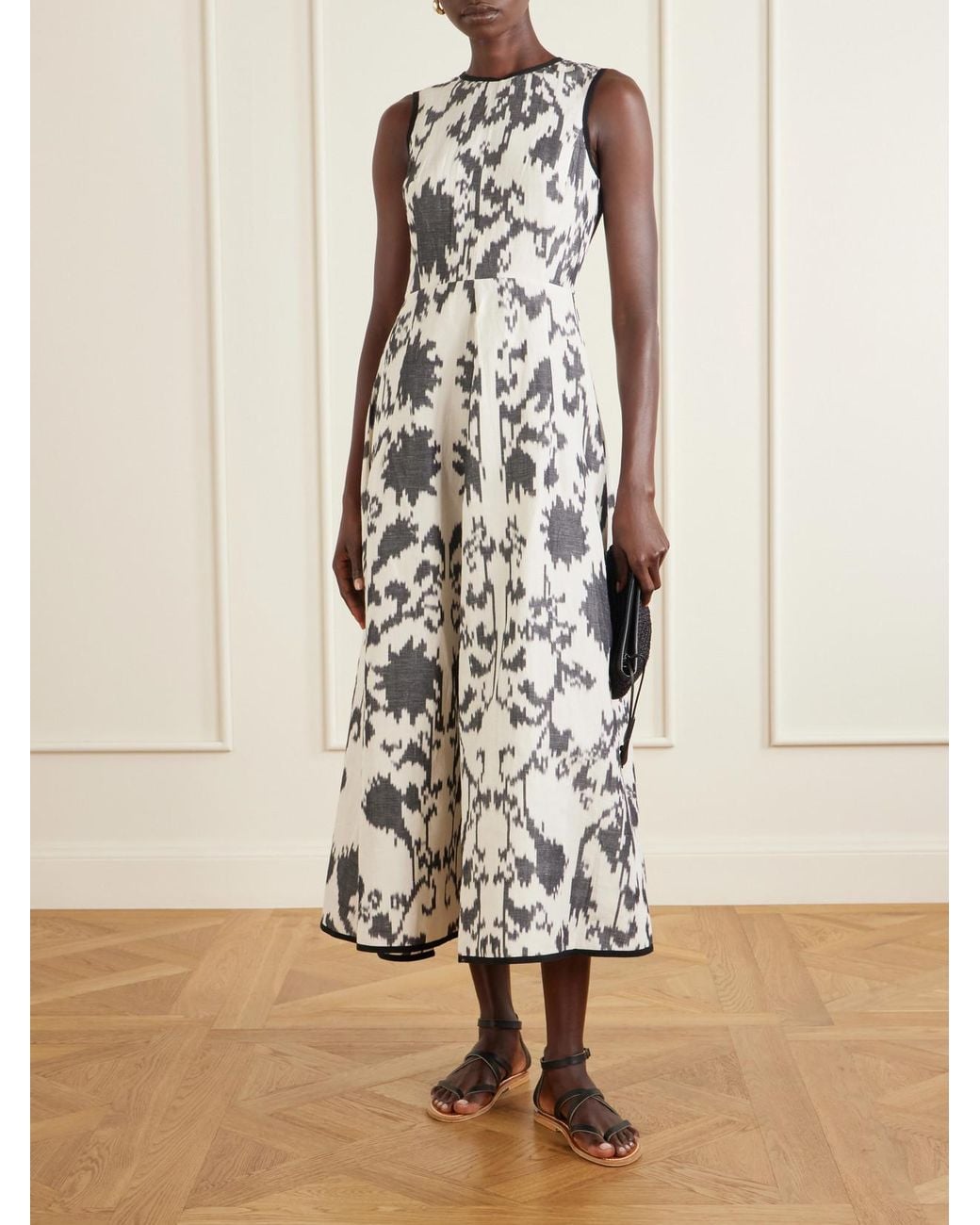 Emporio Sirenuse White Clodette Printed Linen And Cotton-Blend Poplin Maxi Dress