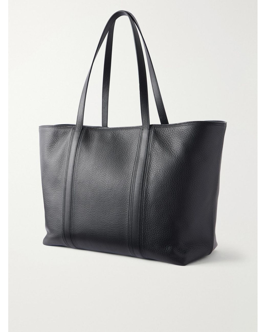 Jil Sander Black Foro Logo-Embossed Textured-Leather Tote
