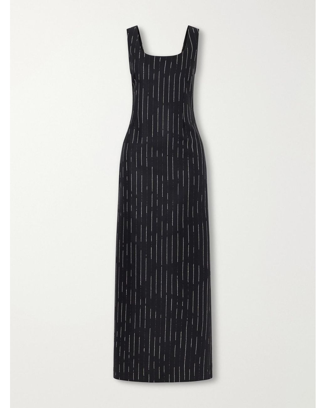Kallmeyer Blue Isadora Striped Wool Midi Dress