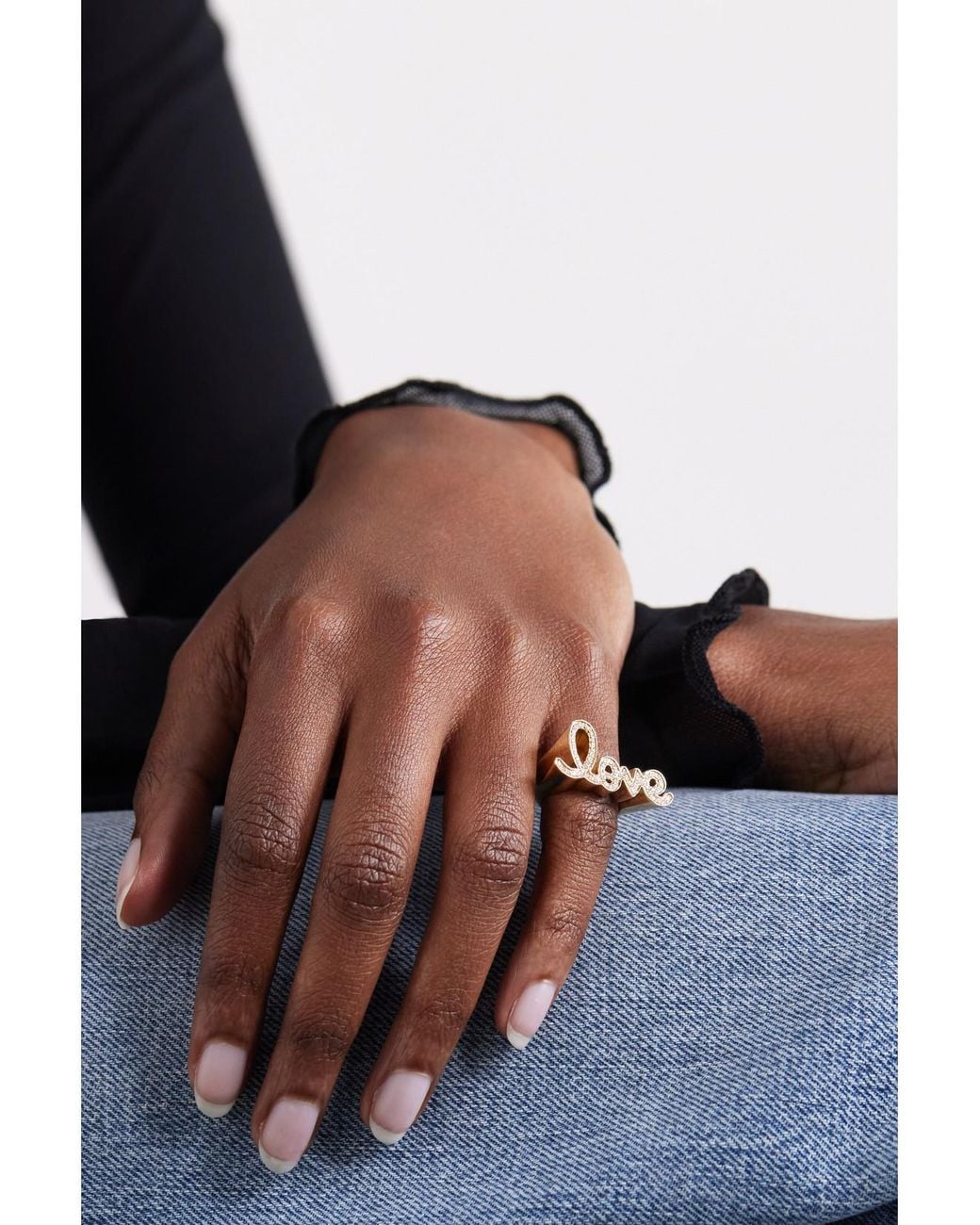 Sydney Evan Natural Love Script 14-Karat Diamond Ring