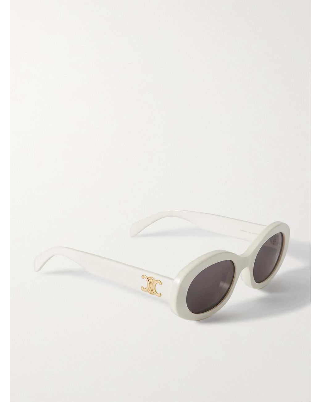 Céline White Triomphe Oval-Frame Acetate Sunglasses