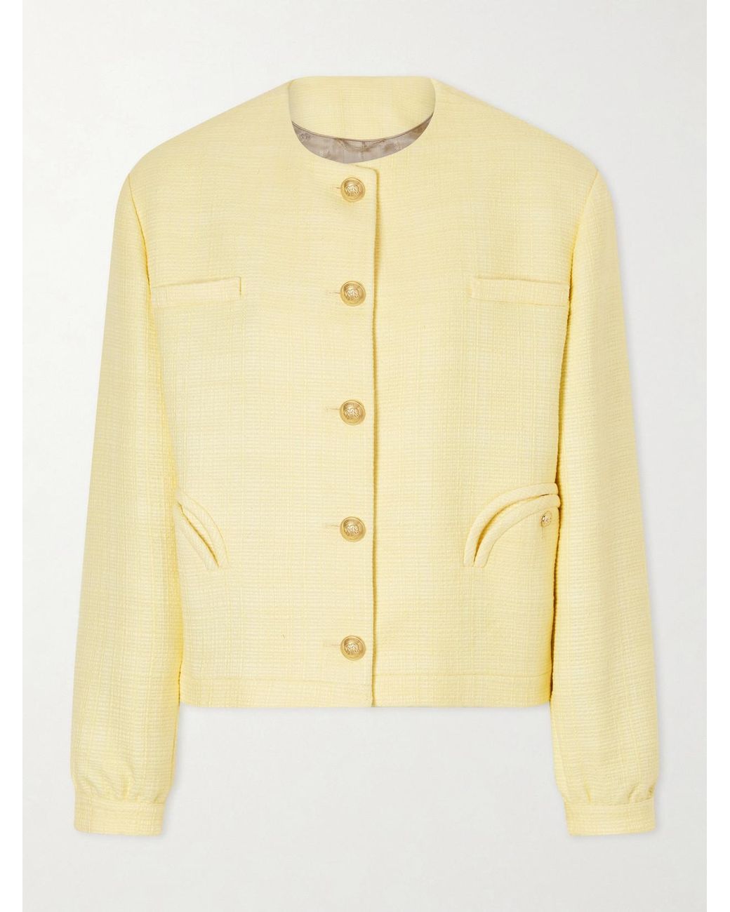 Blazé Milano Yellow Gliss Cotton-Blend Tweed Jacket