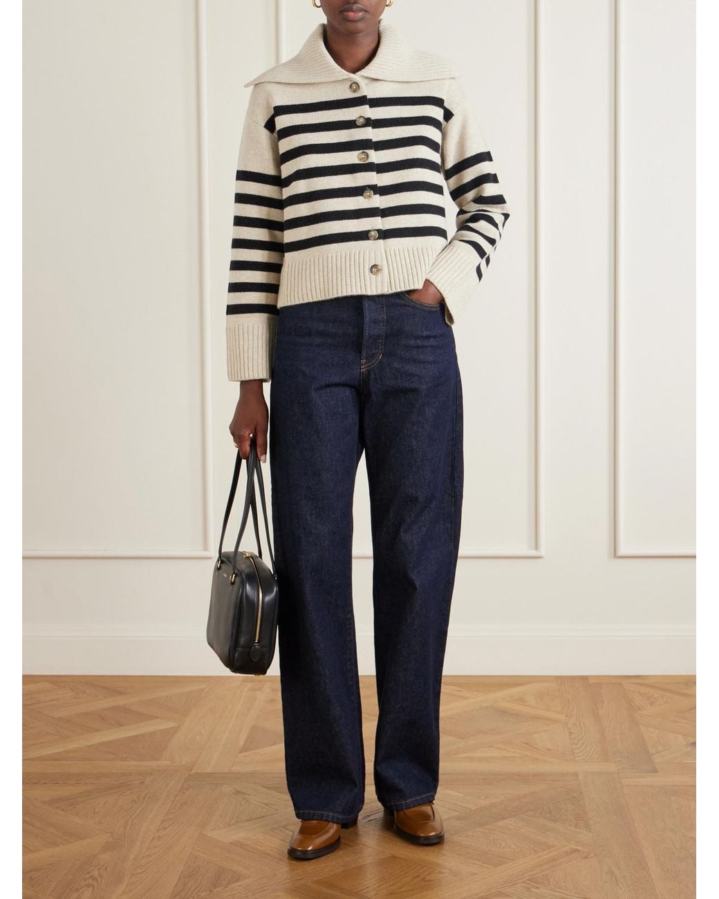 Altuzarra Natural Rainger Striped Wool-Blend Cardigan