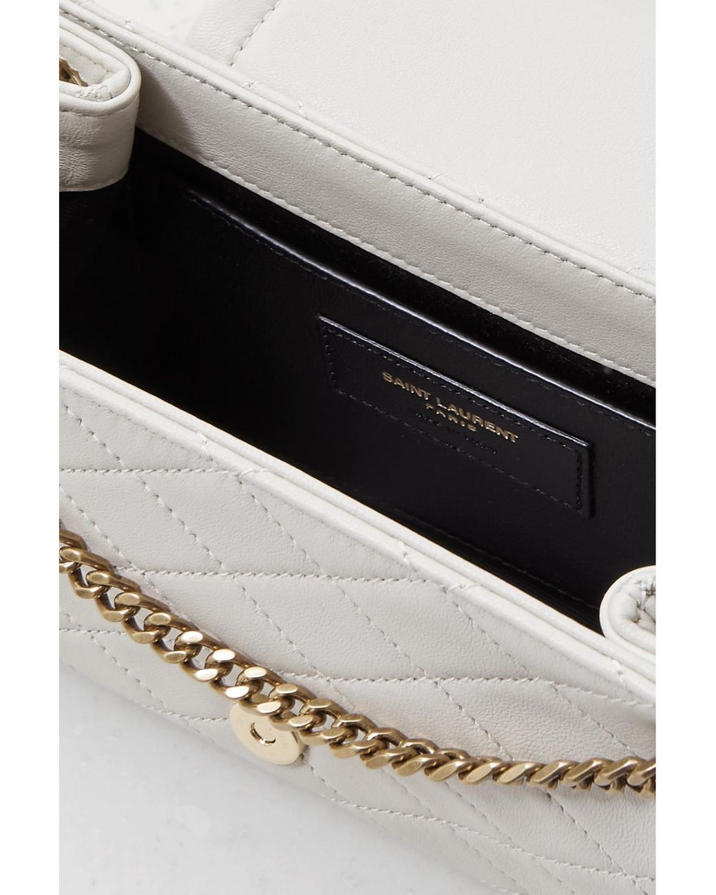 Saint Laurent Natural Diamond-Quilted Ysl Crossbody Bag
