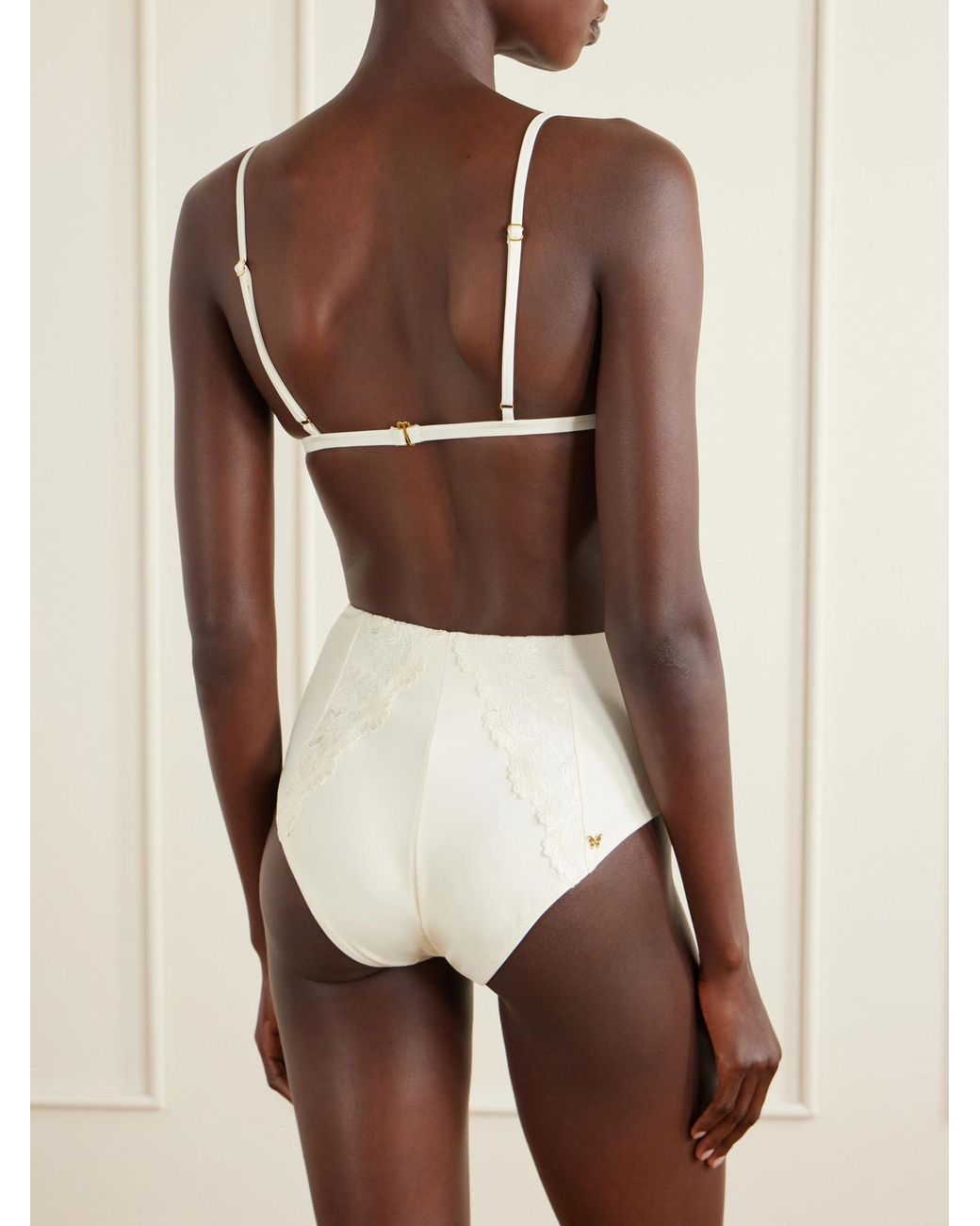 Kiki de Montparnasse Natural Juliette Embroidered Bikini Top