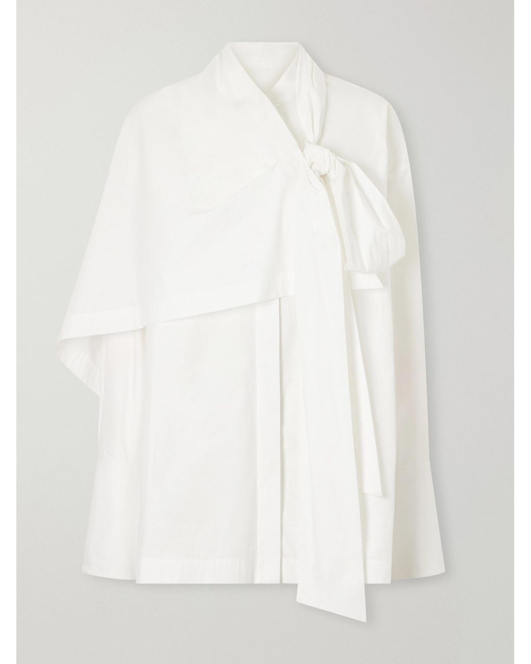 Zimmermann White Clash Tie-Detailed Asymmetric Cotton-Poplin Shirt