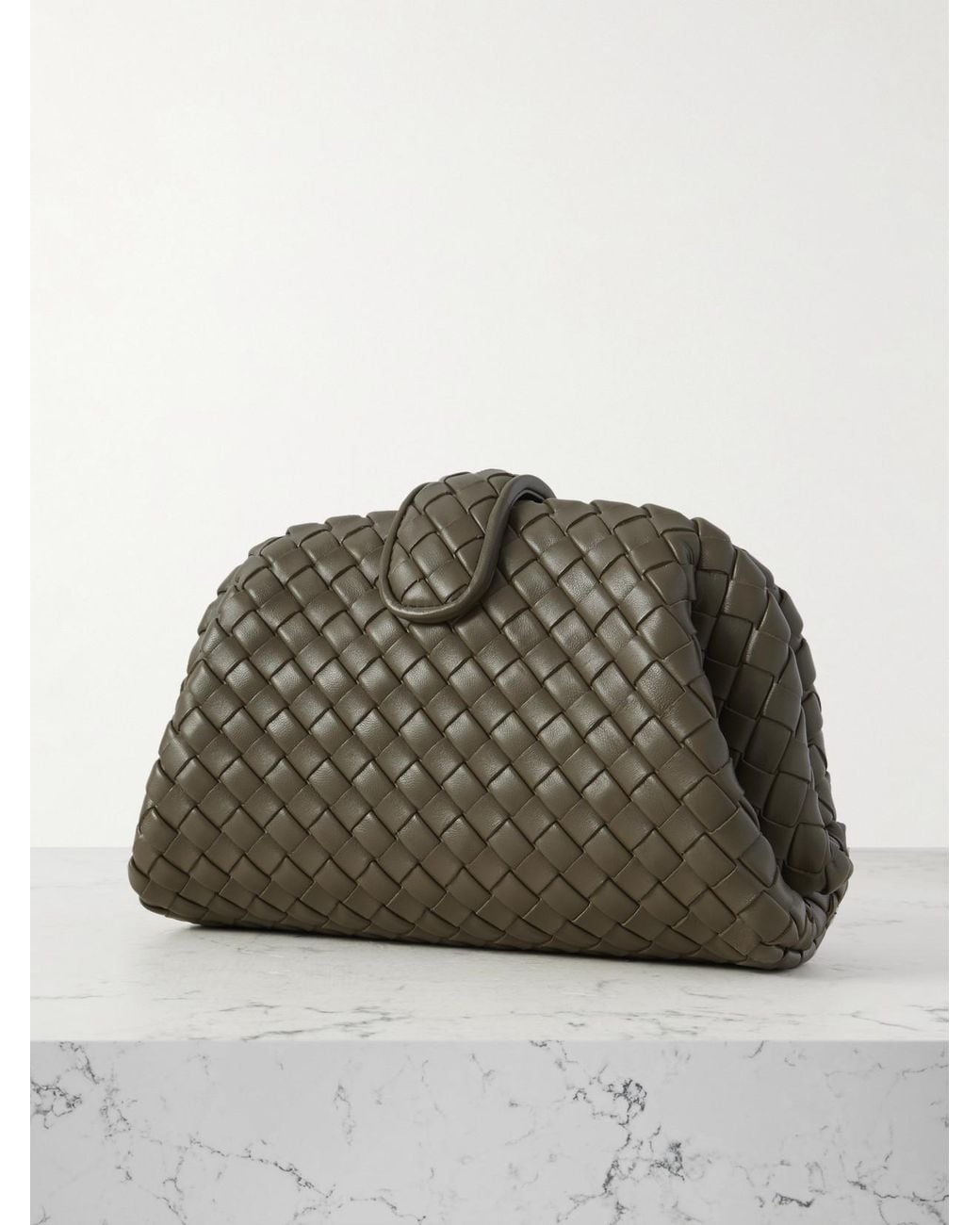Bottega Veneta Green Lauren 1980 Small Intrecciato Leather Clutch