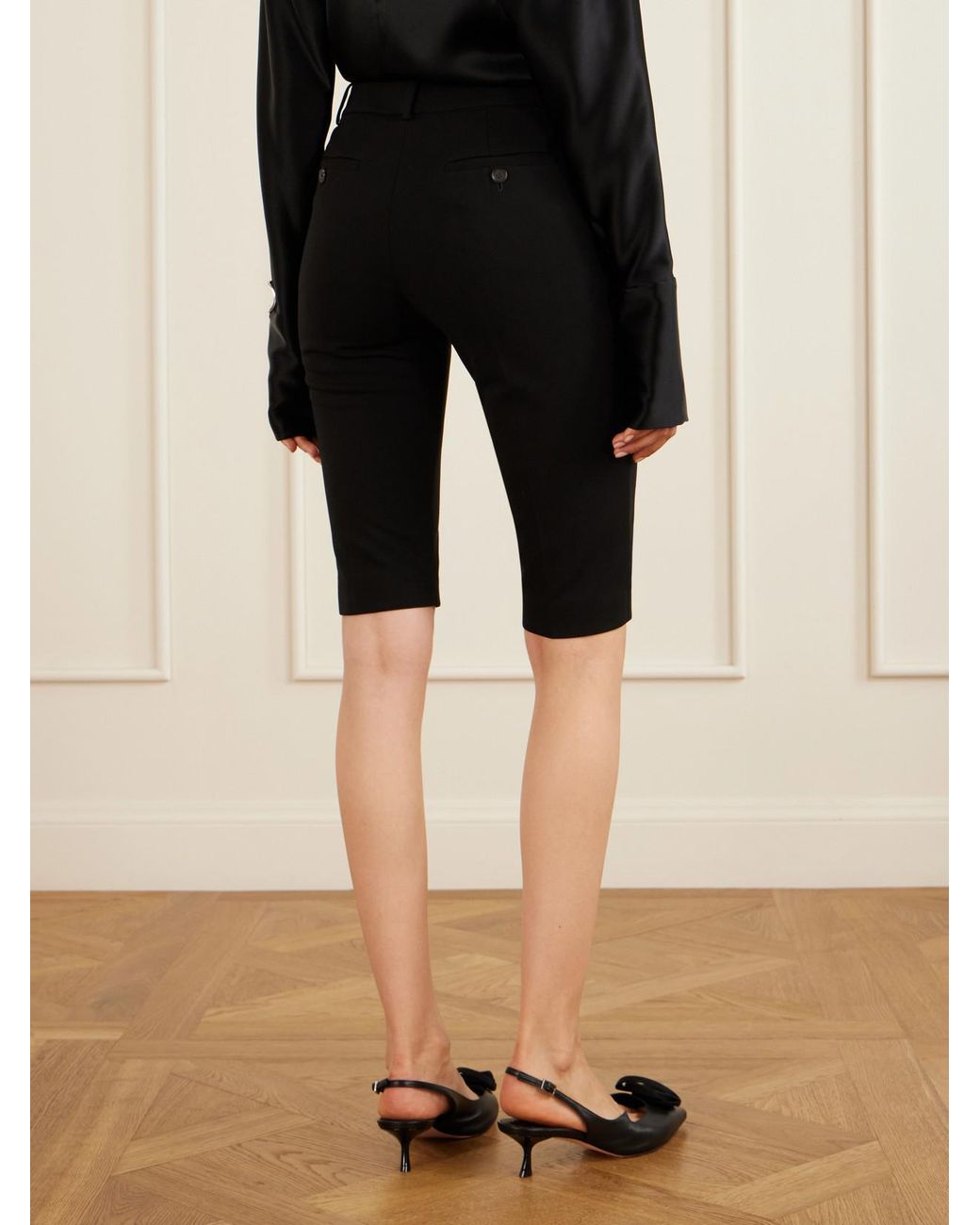 Magda Butrym Black Crepe Straight-Leg Capri Pants