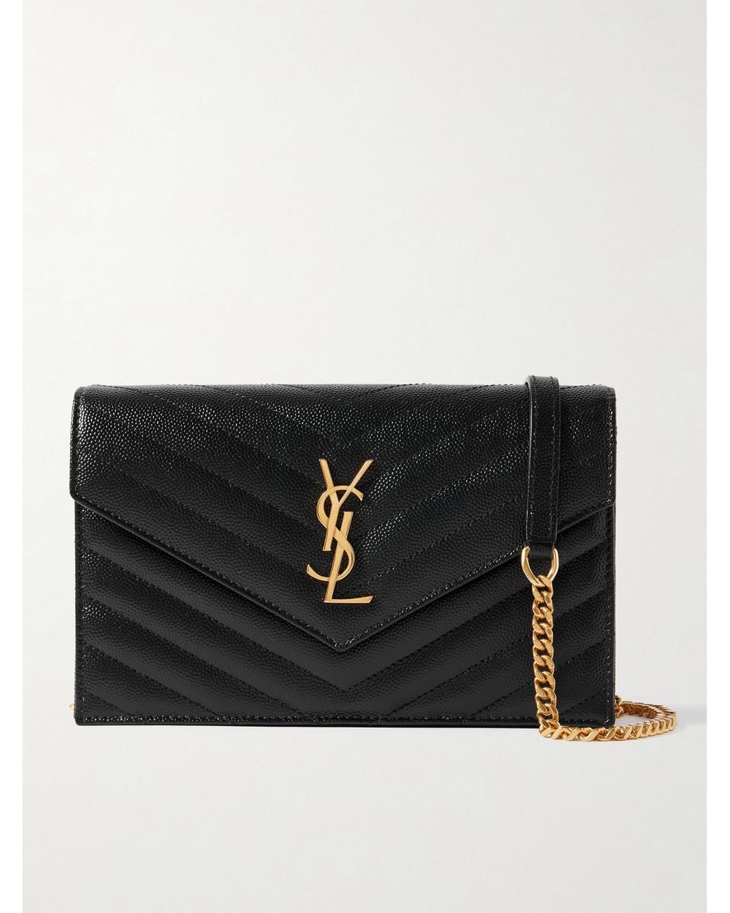 Saint Laurent Black Cassandre Matelassé Textured-Leather Shoulder Bag
