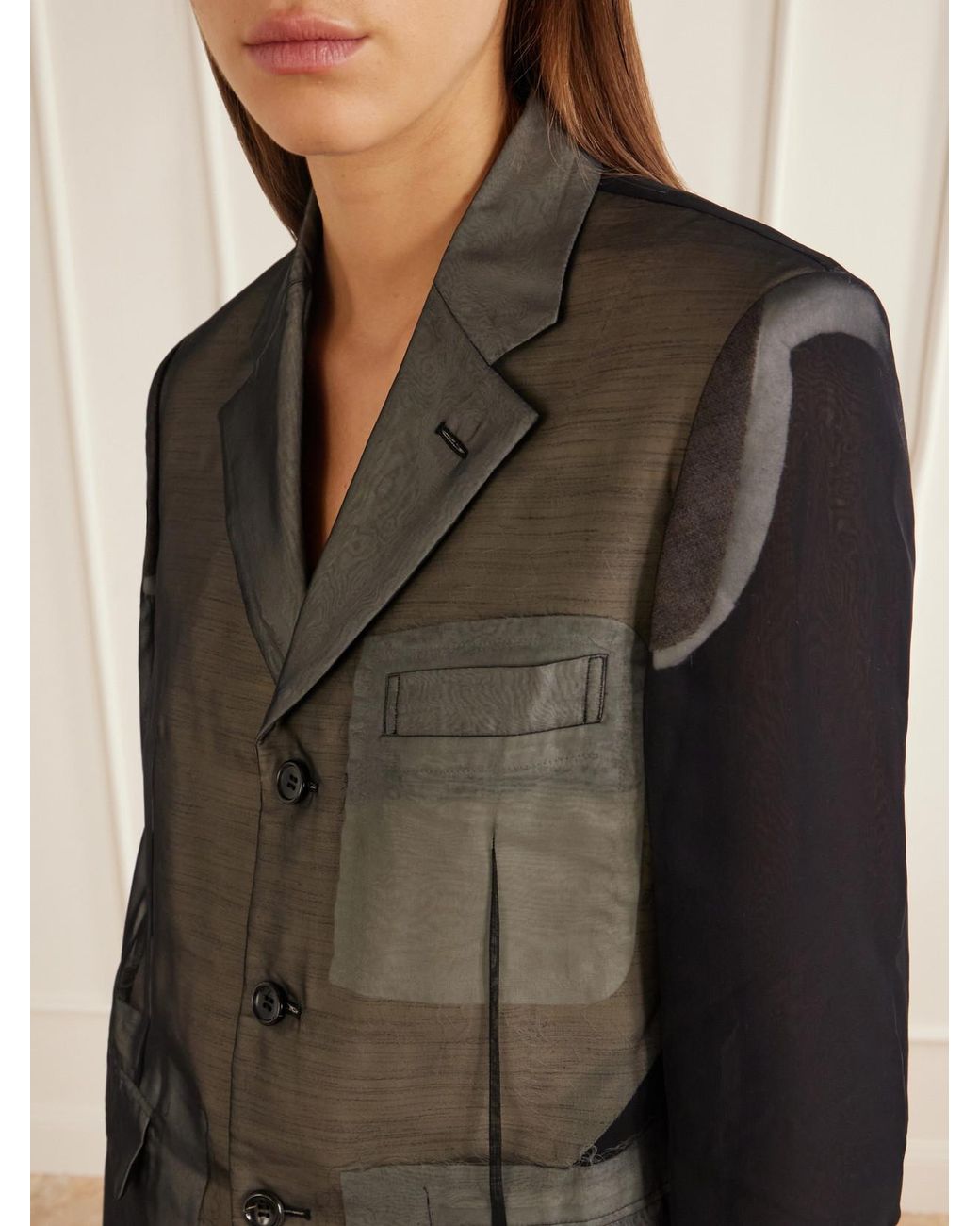 Comme des Garçons Green Sheer Georgette Blazer