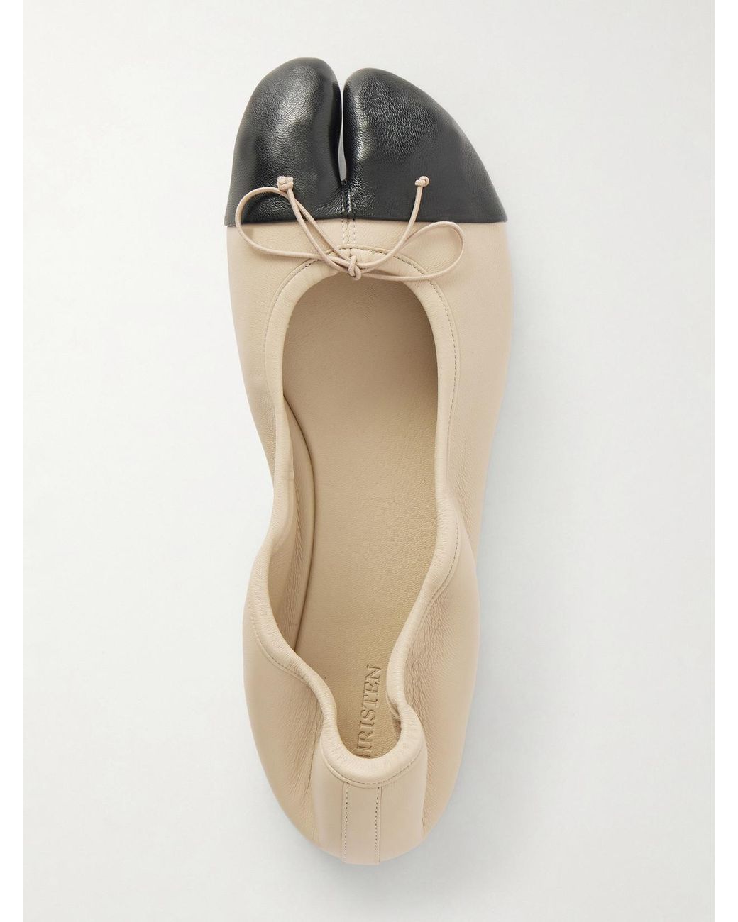 Christen Natural Tabi Split-Toe Leather Ballet Flats