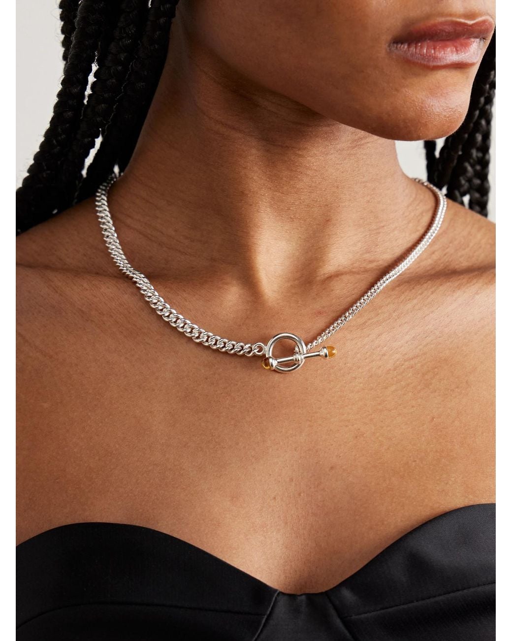 Loren Stewart White Scout Barbell Sterling Citrine Necklace