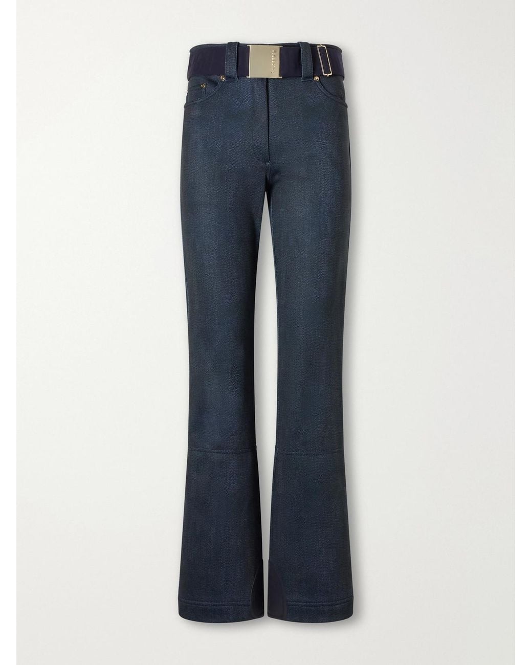Goldbergh Blue Fuji Denim-Effect Belted Bootcut Shell Ski Pants