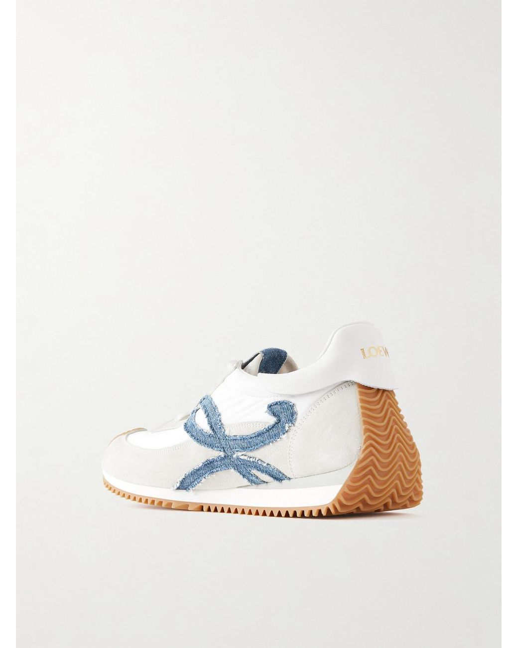 Loewe Blue Flow Runner Denim-Trimmed Shell And Suede Sneakers