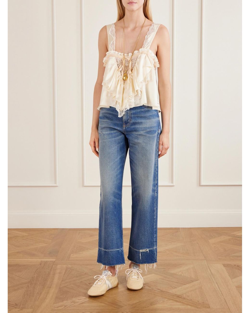 Chloé Natural Kick Suede And Leather Sneakers