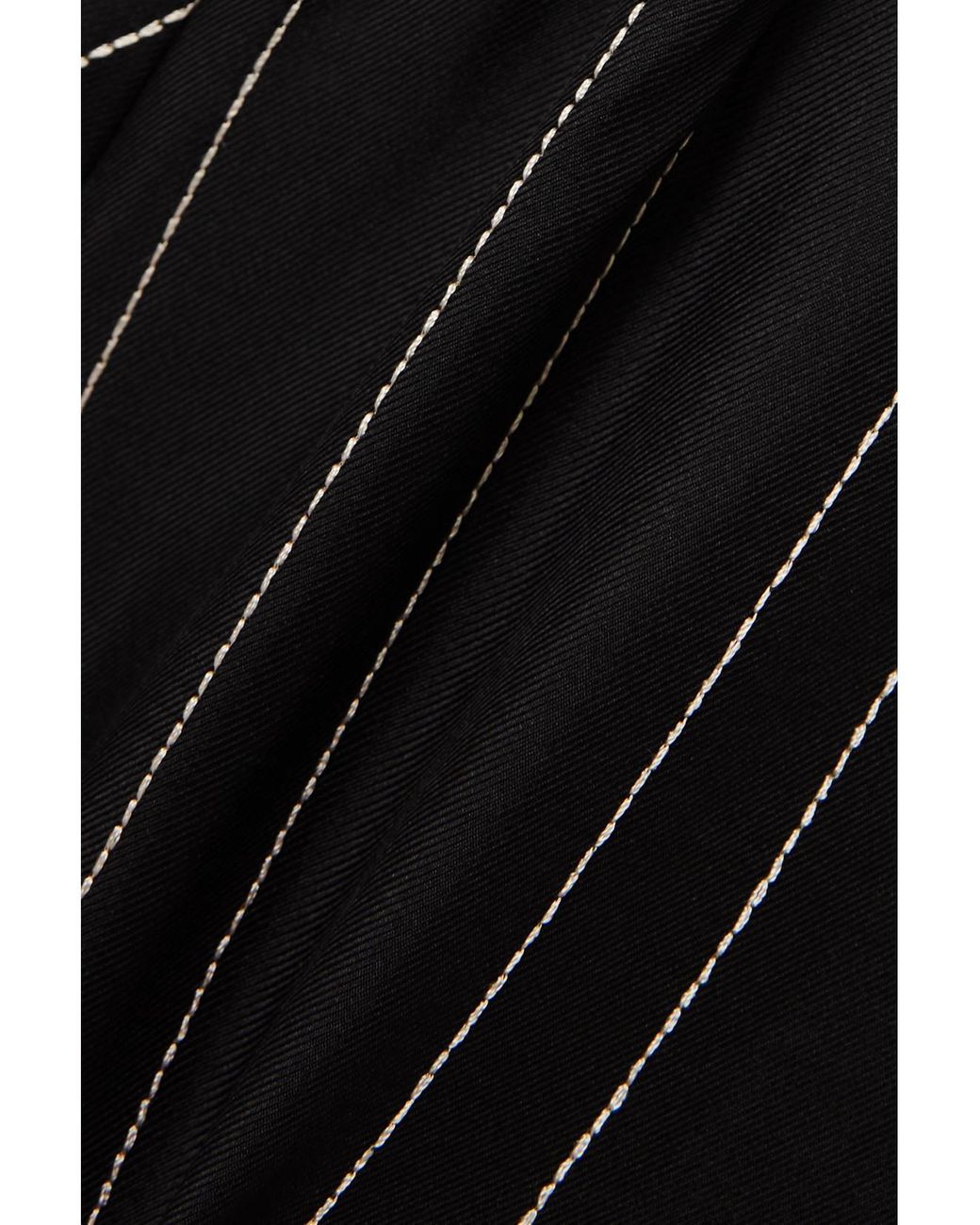 Totême  Black Embroidered Silk-Twill Wide-Leg Pants