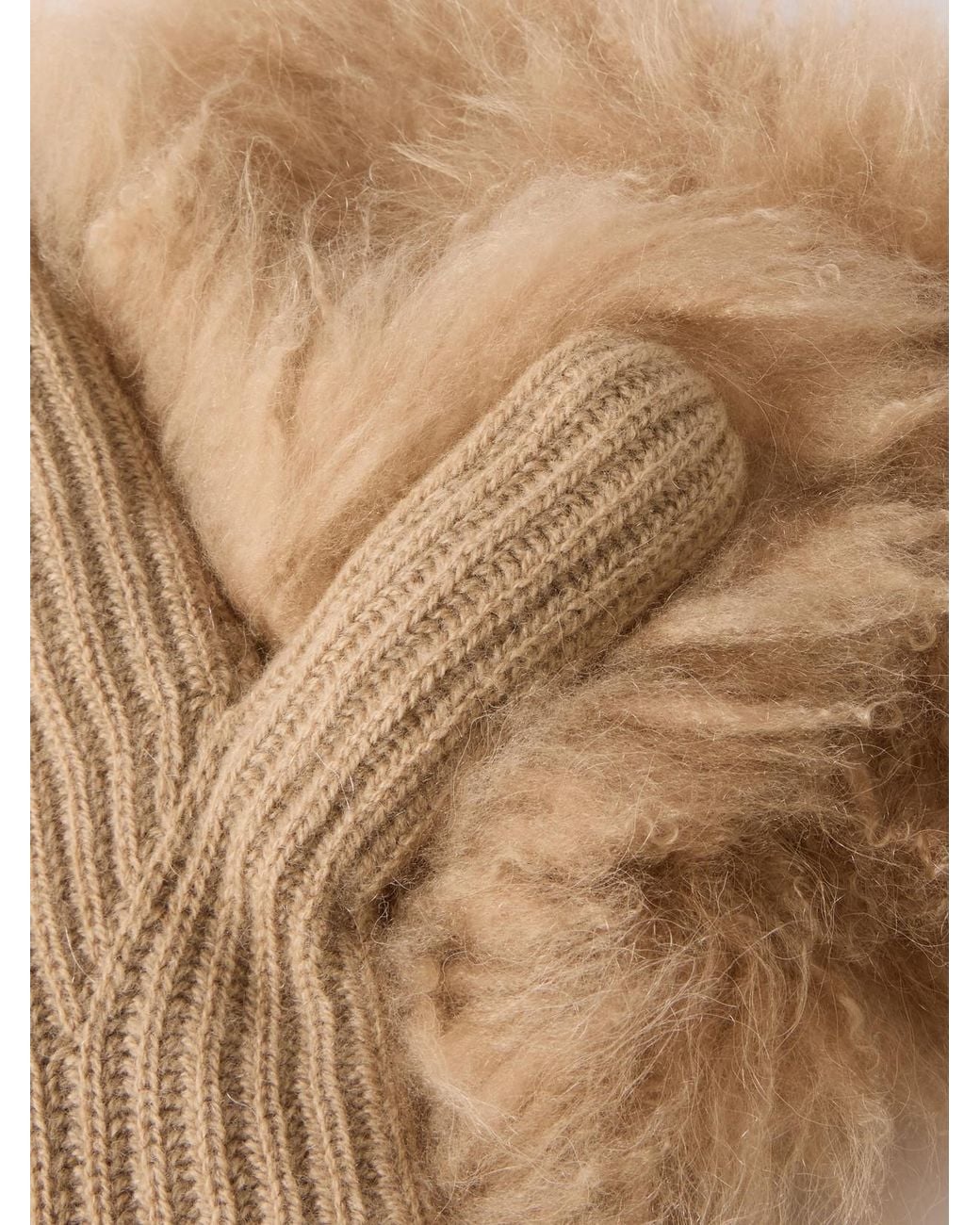 Yves Salomon Natural Shearling Wool And Cashmere-Blend Gloves