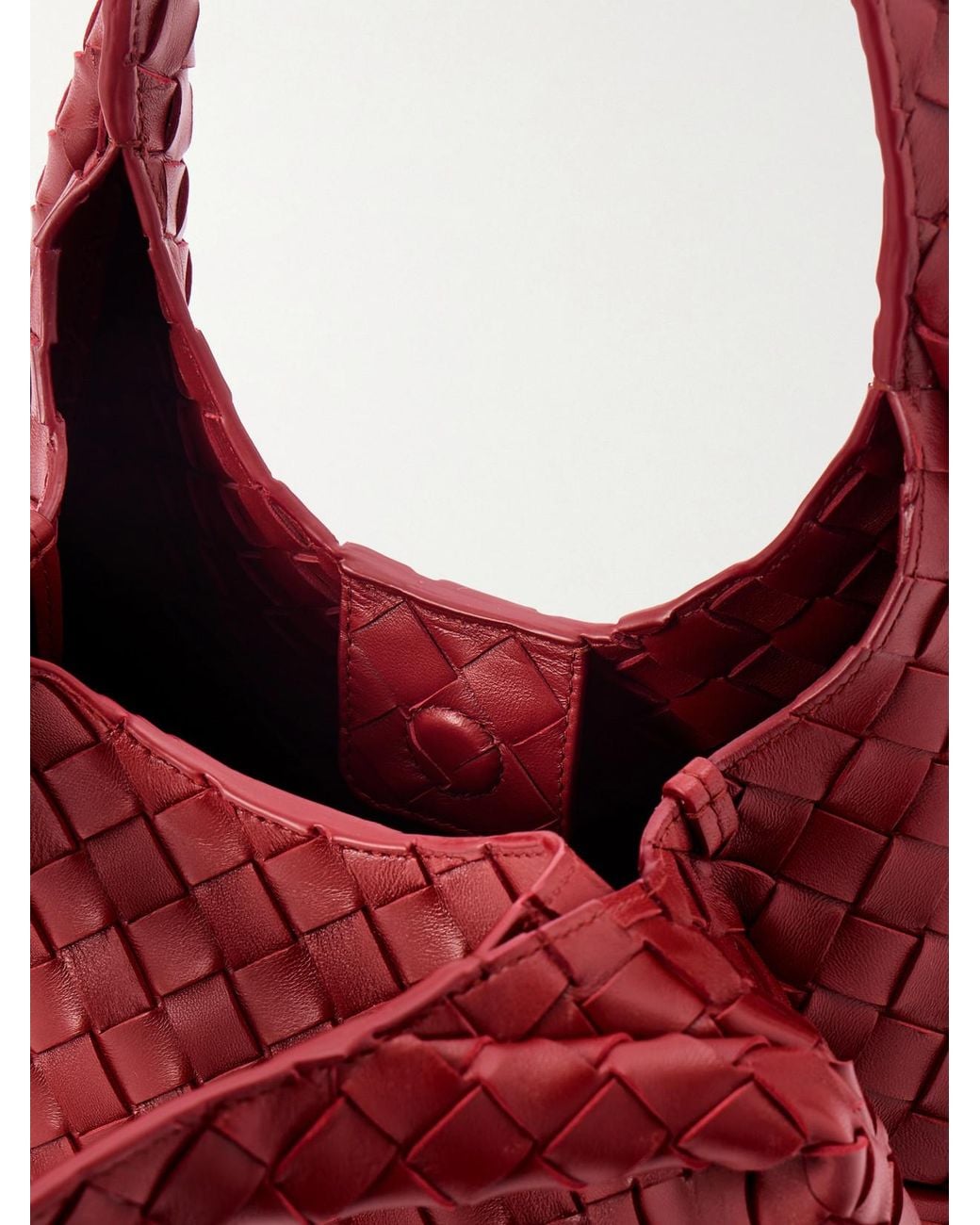 Bottega Veneta Red Campana Small Intrecciato Leather Shoulder Bag