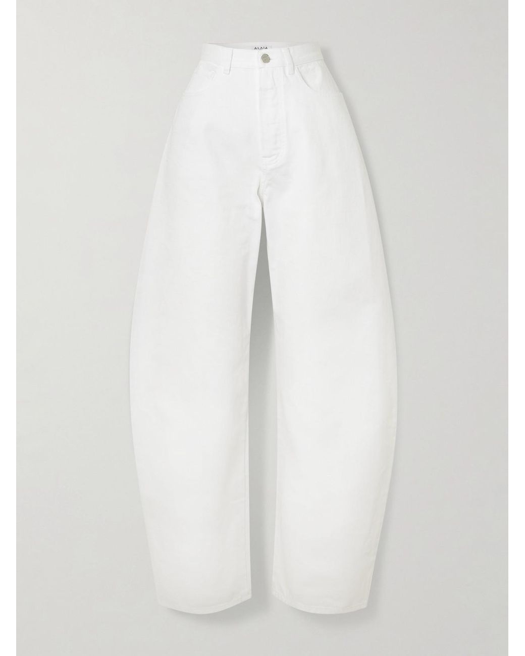 Alaïa White Mid-Rise Barrel-Leg Jeans
