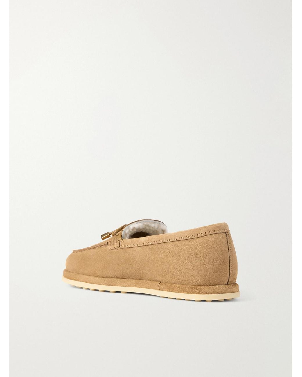 Tod's Natural Gommino Shearling Suede Loafers