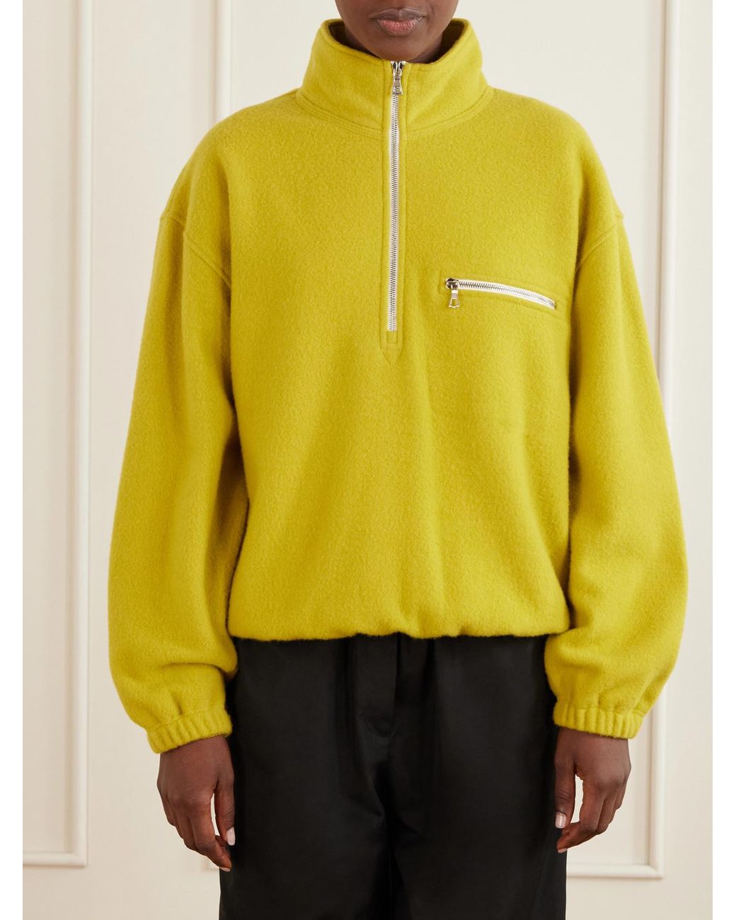 Rier Yellow Polar Wool-Fleece Half-Zip Sweatshirt