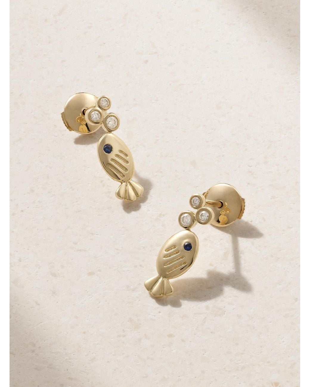 Yvonne Léon Natural Sous L'Eau 9-Karat, Diamond And Sapphire Earrings