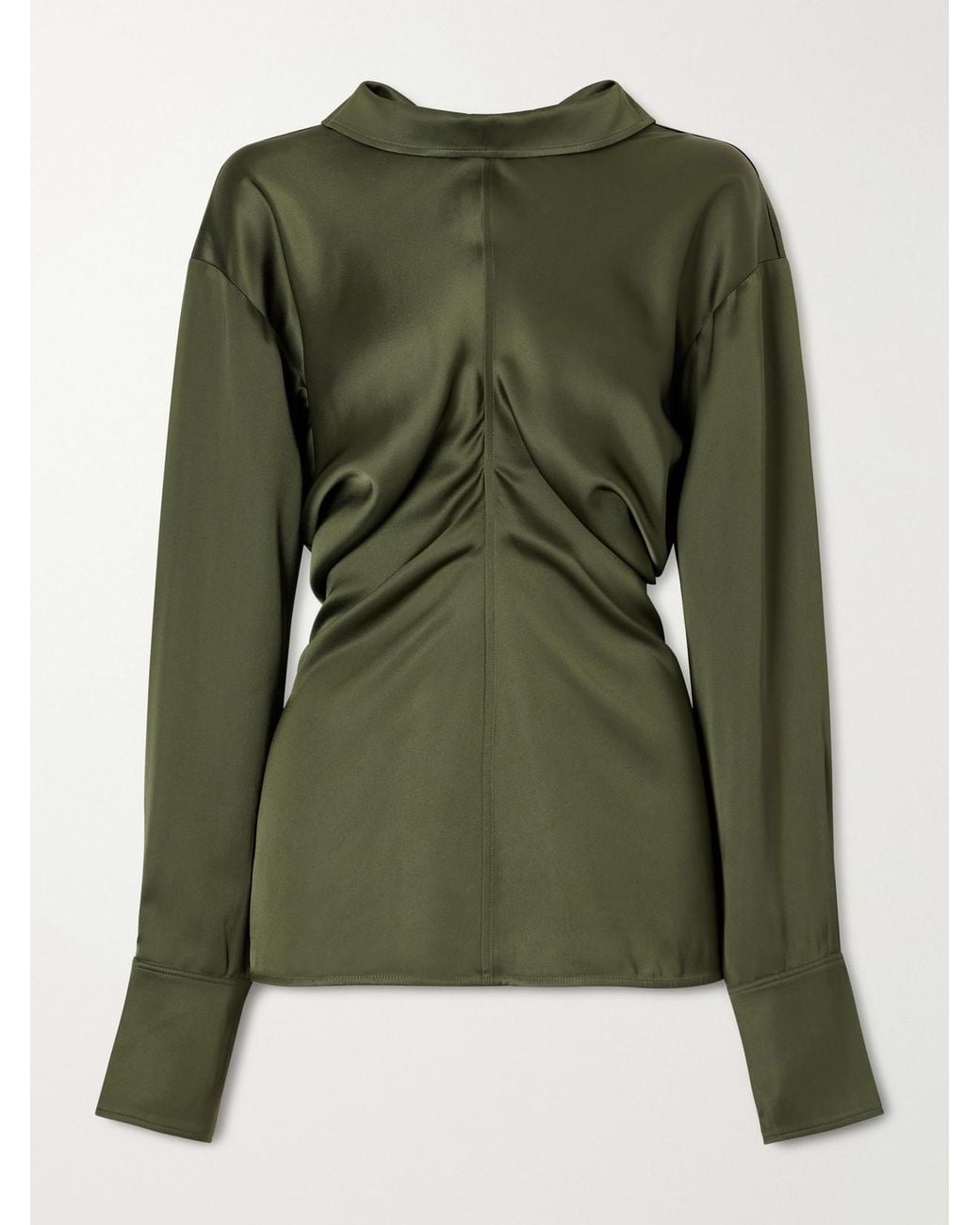 Totême Green Slouch Draped Satin Blouse
