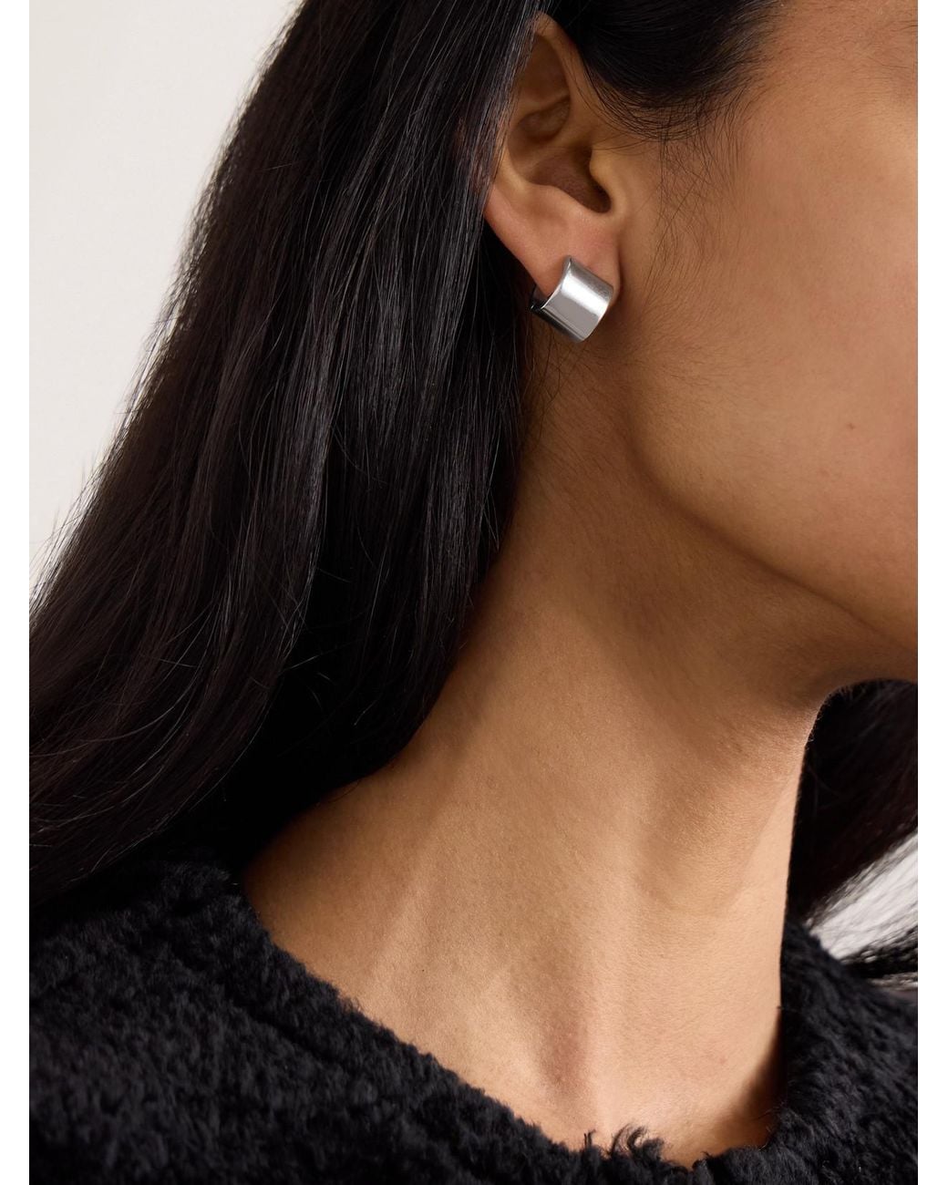 Totême Metallic Petite Signature Recycled Rhodium-Plated Hoop Earrings