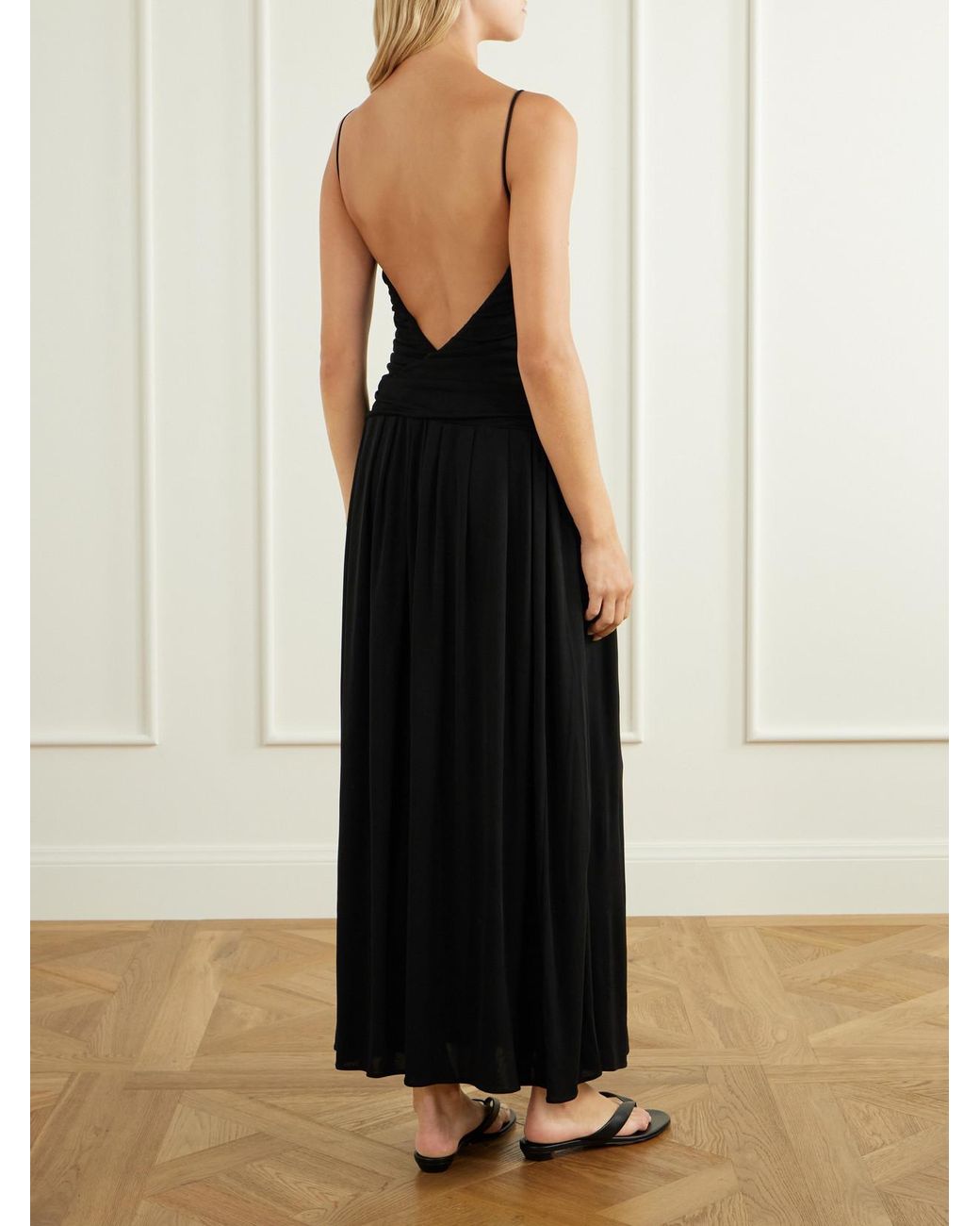 Kallmeyer Black Reese Gathered Jersey Midi Dress