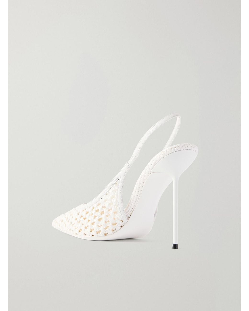Paris Texas Natural Lidia 105 Leather-Trimmed Straw Slingback Pumps